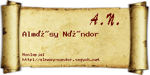 Almásy Nándor névjegykártya